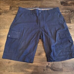 WearFirst Cargo Shorts Mens Navy‎ Blue Ripstop Outdoor Utility Pockets Size 36